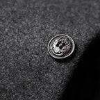 Men's Single-Breasted Overcoat with Stand Collar - Close Up Button