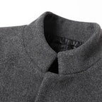 Men's Single-Breasted Overcoat with Stand Collar - Close Up Collar