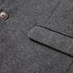 Men's Single-Breasted Overcoat with Stand Collar - Close Up Pocket