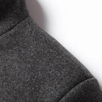 Men's Single-Breasted Overcoat with Stand Collar - Close Up Shoulder