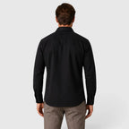 Men's Slim Fit Overshirt with Mandarin Collar & Chest Pockets - Back Solid