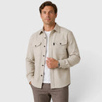 Apricot Men's Slim Fit Overshirt with Mandarin Collar & Chest Pockets - Front Hand Pocket