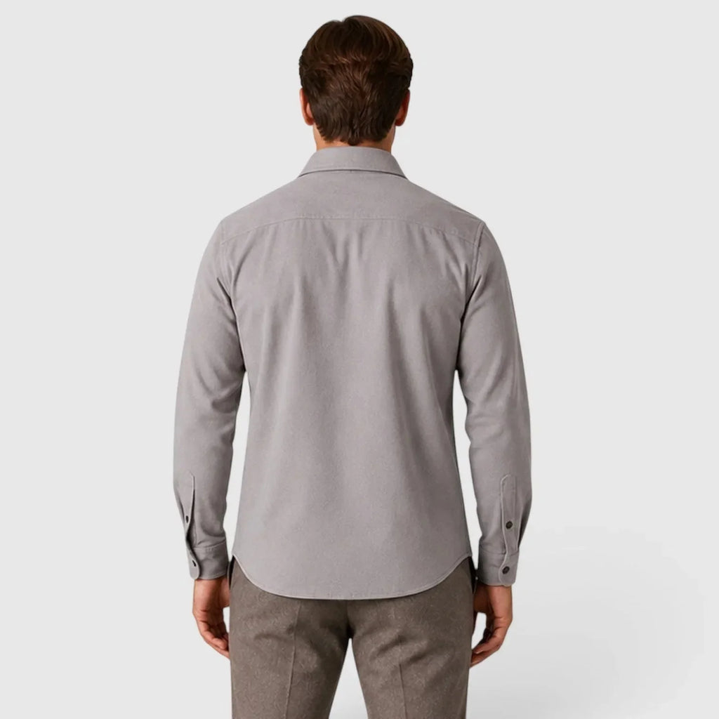 Men's Slim Fit Overshirt with Mandarin Collar & Chest Pockets - Back Full