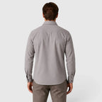 Men's Slim Fit Overshirt with Mandarin Collar & Chest Pockets - Back Full