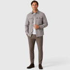 Men's Slim Fit Overshirt with Mandarin Collar & Chest Pockets - Front Full Styled
