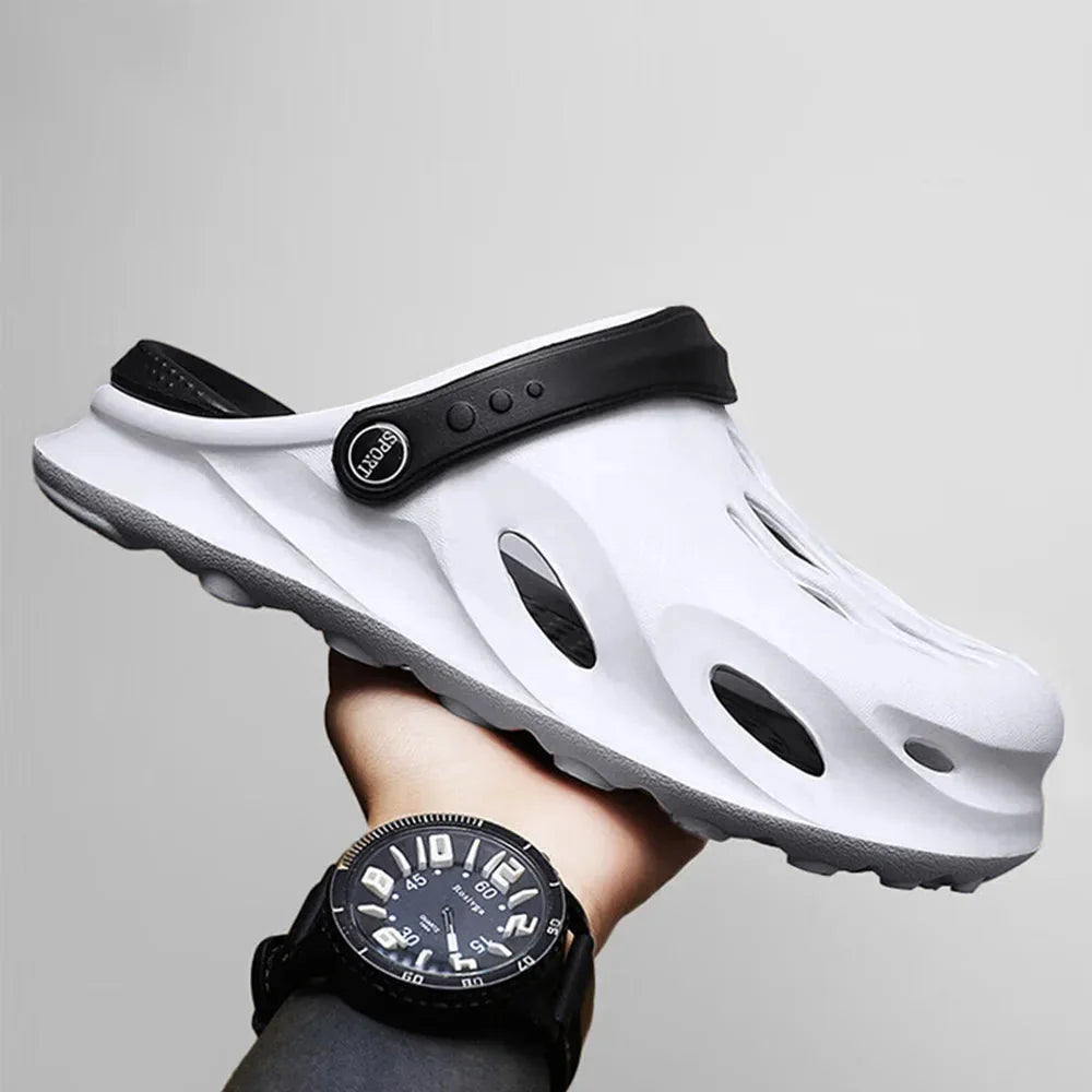 White Men's Slip-On Clogs — Oscar Cushioned Breathable Lightweight - Tilted Hold Lifestyle