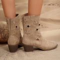 Women's Western Cowboy Boots — Fae Cushioned Star Cutout Block Heel