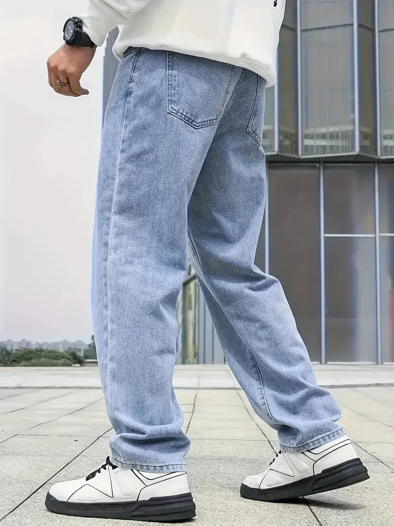 Men's Straight Leg Jeans with Relaxed Comfort Fit - Back Full