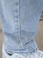 Men's Straight Leg Jeans with Relaxed Comfort Fit - Hem Detail