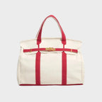 Fire Women's Structured Canvas Tote Handbag with Turn-Lock Closure — Francine - Red