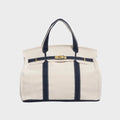 Women's Structured Canvas Tote Handbag with Turn-Lock Closure — Francine