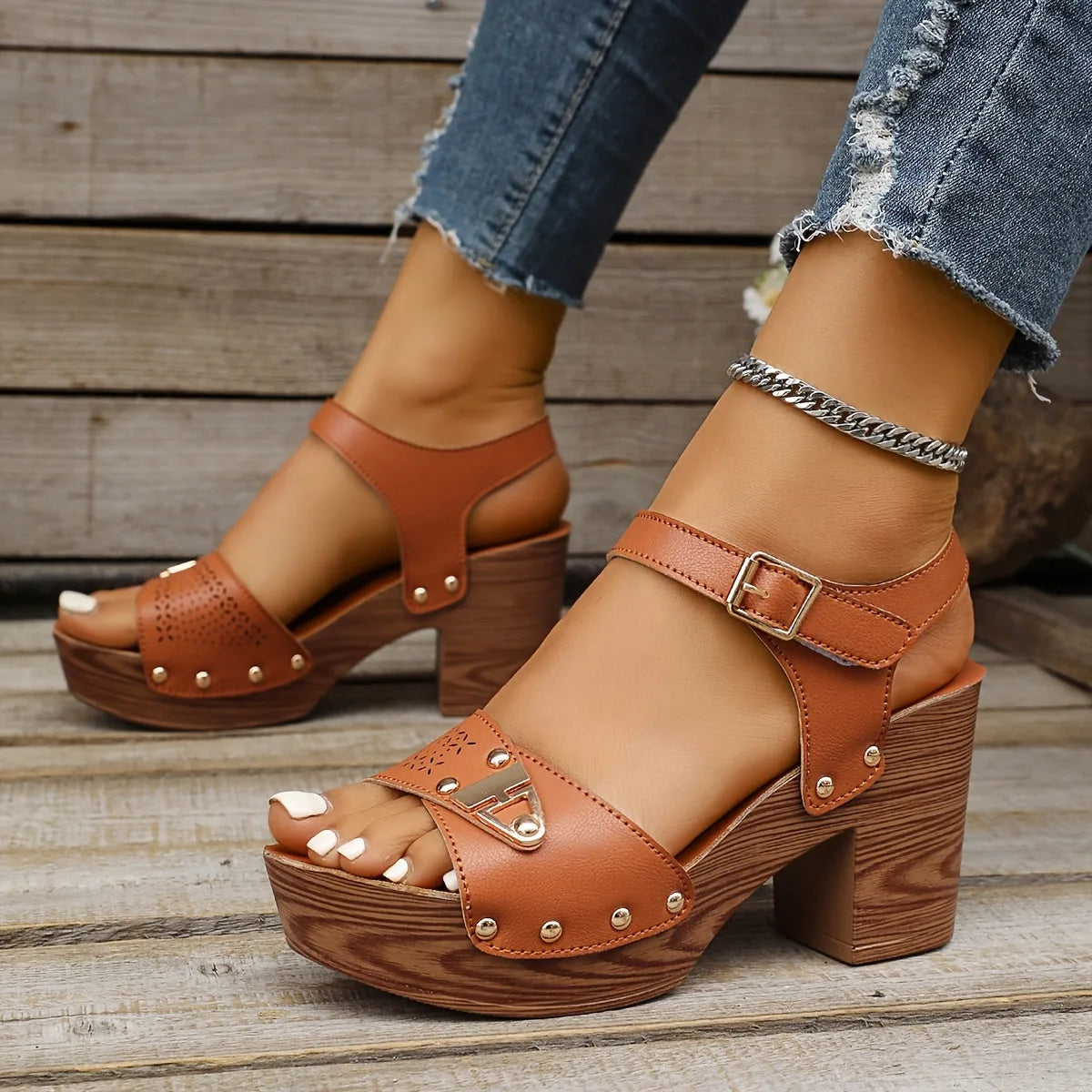 Beatrice | Studded Platform Wedge Sandals