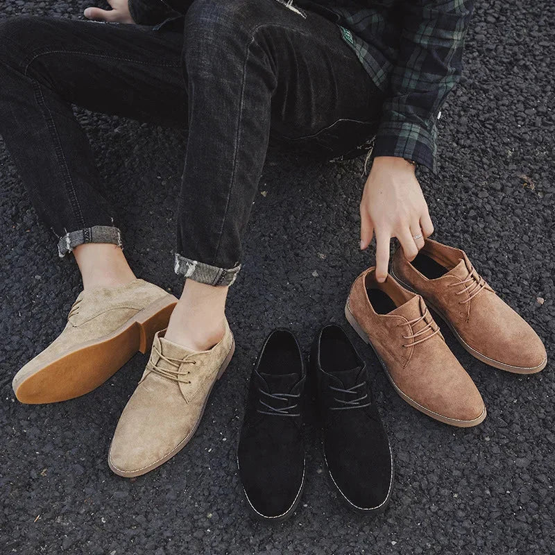 Khaki Men's Suede Oxford Shoes — Levi Cushioned Lace-Up Derby Style - Seated Lifestyle Group