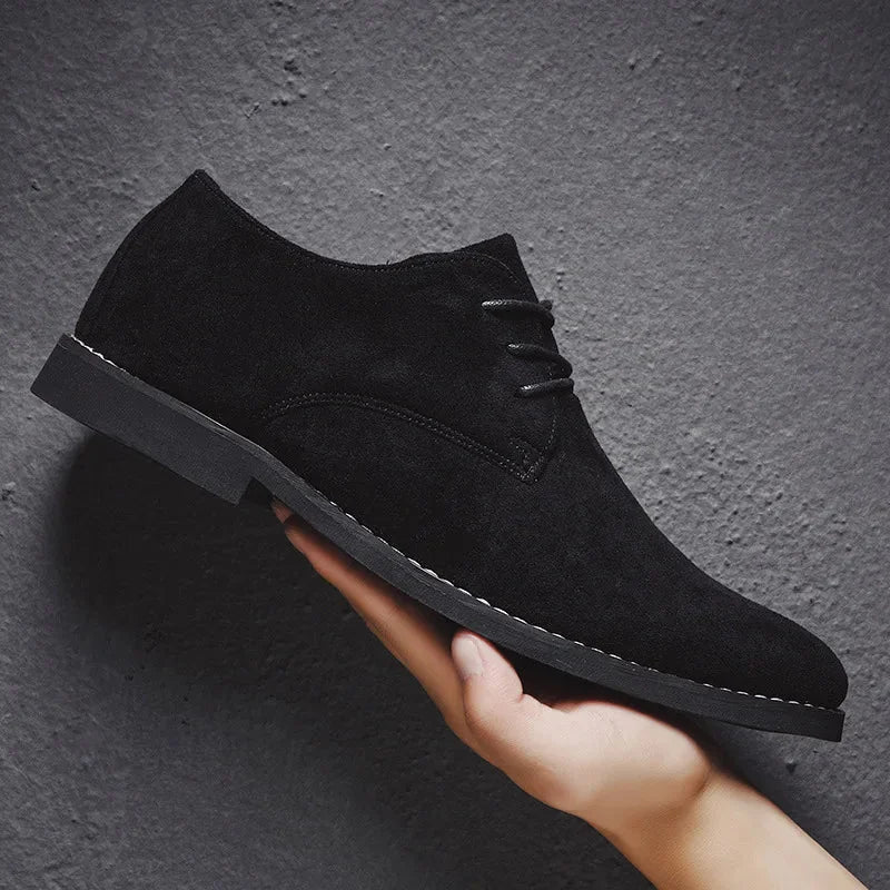 Sort Men's Suede Oxford Shoes — Levi Cushioned Lace-Up Derby Style - Held Hand Black