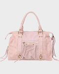 Women's Pink Suede Satchel Handbag with Fringe Detail — Sable
