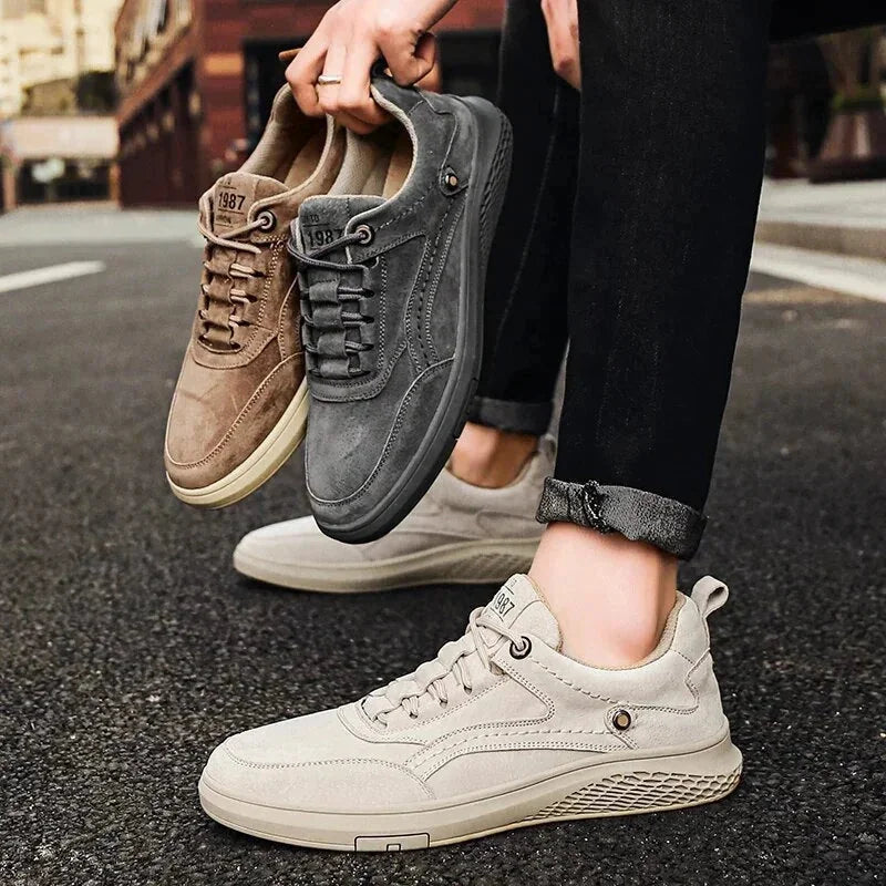 Multicolor Men's Walking Sneakers Suede Low-Top — Emmett Cushioned Lace-Up Casual - Color Lineup