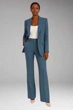 Blue Women's Two-Piece Set with Blazer and Straight-Leg Trousers — Jenna Twill - Studio Front