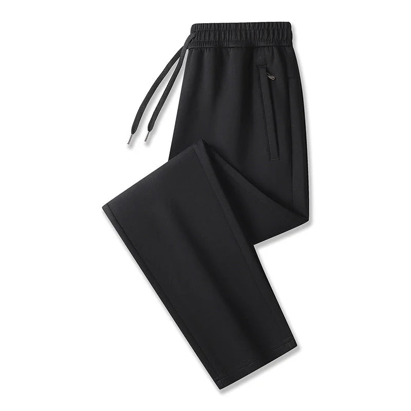 Black, open hem Men's Tech Jogger Pants with Elastic Waistband & Zip Pockets