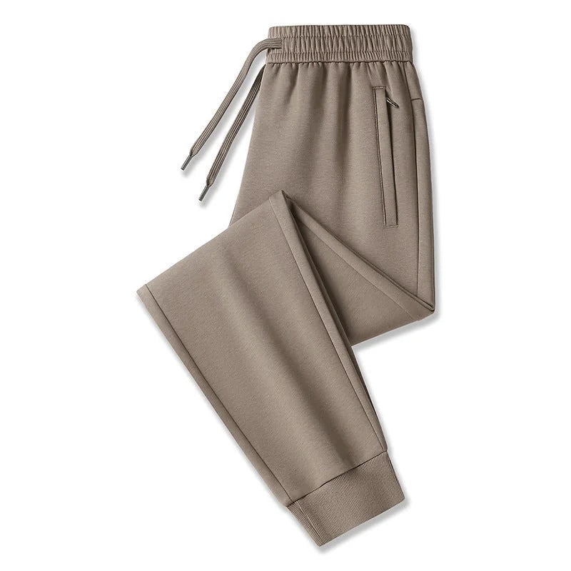 Khaki Engbund Men's Tech Jogger Pants with Elastic Waistband & Zip Pockets