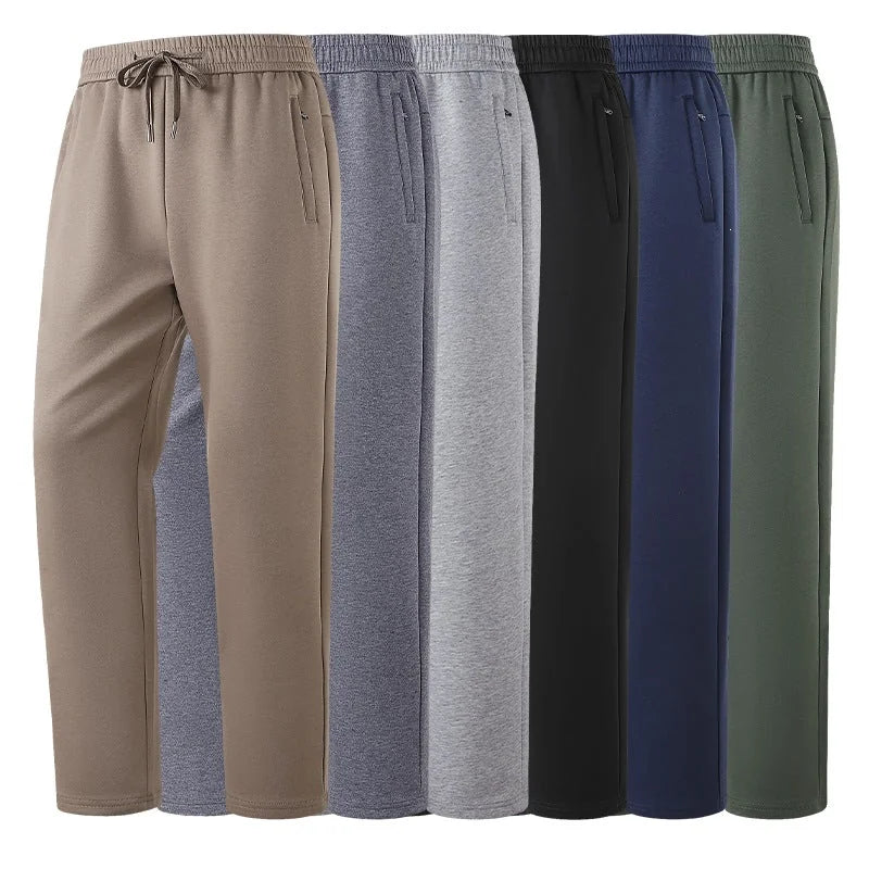Army green (narrow hem) Men's Tech Jogger Pants with Elastic Waistband & Zip Pockets - Front Full Group