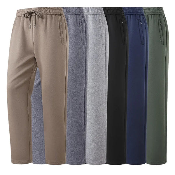 Army green (narrow hem) Men's Tech Jogger Pants with Elastic Waistband & Zip Pockets - Front Full Group