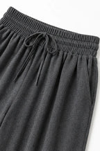Women's Turtleneck Pants Set with Wide-Leg Silhouette & Cozy Knit Feel - Waistband Detail
