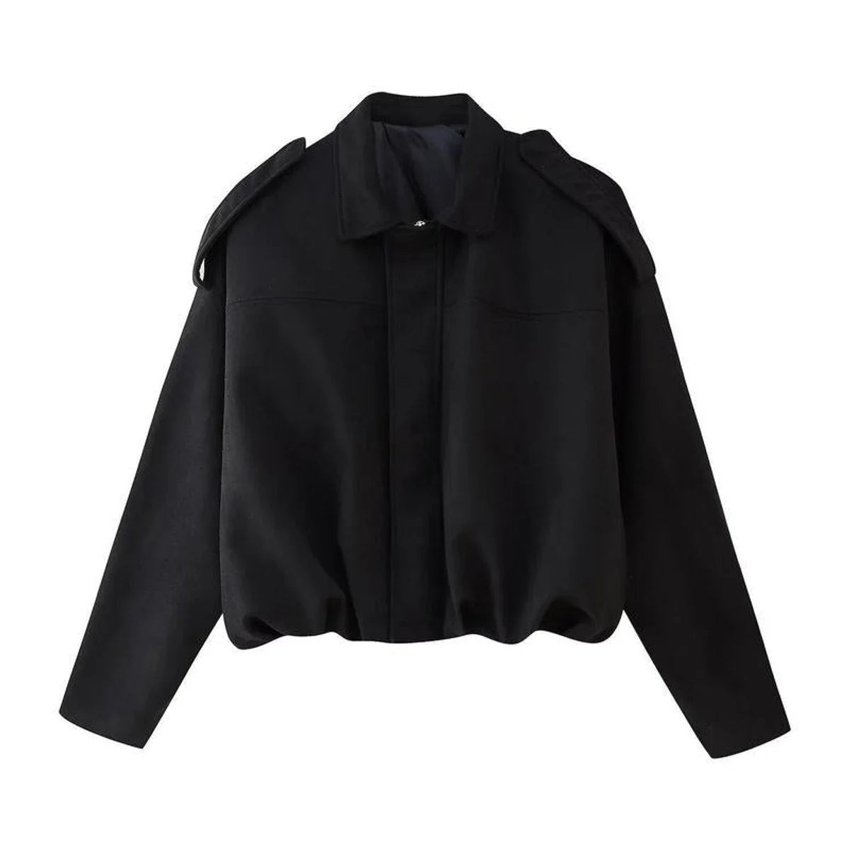 Black Women's Vintage Faux Suede Bomber Jacket with Relaxed Oversized Fit