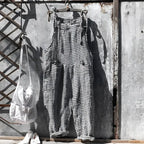 Black Women's Vintage Striped Overall with Adjustable Straps & Relaxed Fit — Dakota