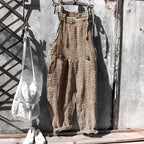 Brown Women's Vintage Striped Overall with Adjustable Straps & Relaxed Fit — Dakota
