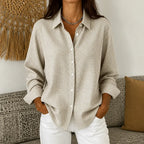 Apricot Women's Vintage Plaid Shirt with Relaxed Linen Fit