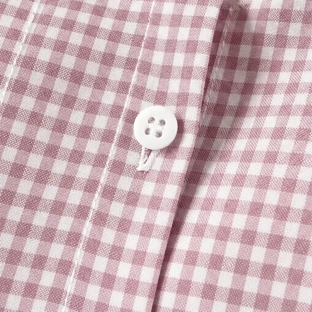Women's Vintage Plaid Shirt with Relaxed Linen Fit - Button Detail