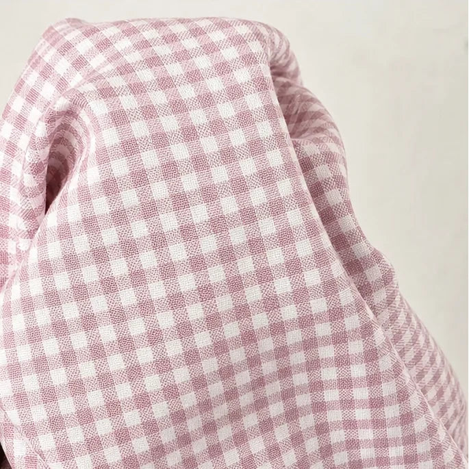 Women's Vintage Plaid Shirt with Relaxed Linen Fit - Fabric Drape Detail