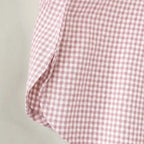 Women's Vintage Plaid Shirt with Relaxed Linen Fit - Hem Detail