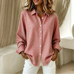 Red Women's Vintage Plaid Shirt with Relaxed Linen Fit