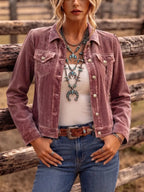 Women's Vintage Button Jacket with Chest Pockets & Relaxed Fit - Outdoor Lifestyle