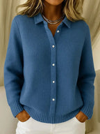 Women's Button-Front Knit Cardigan - Front Detail