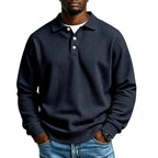 Men's Everyday Polo Shirt with Waffle Knit Texture & Ribbed Cuffs - Front Detail
