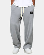 Gray Men's Waffle Knit Sweatpants with Wide-Leg Fit & Drawstring Waist