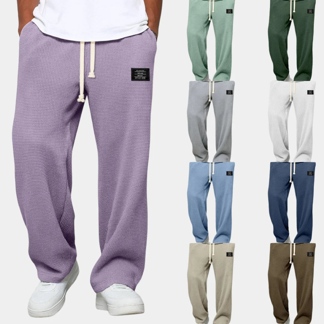 Men's Waffle Knit Sweatpants with Wide-Leg Fit & Drawstring Waist - Color Swatch Grid