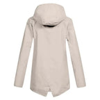 Women's Waterproof Jacket with Hooded Drawstring Design - Back Full
