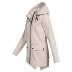 Women's Waterproof Jacket with Hooded Drawstring Design - Side Profile