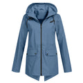 Women's Waterproof Jacket with Hooded Drawstring Design — Violet