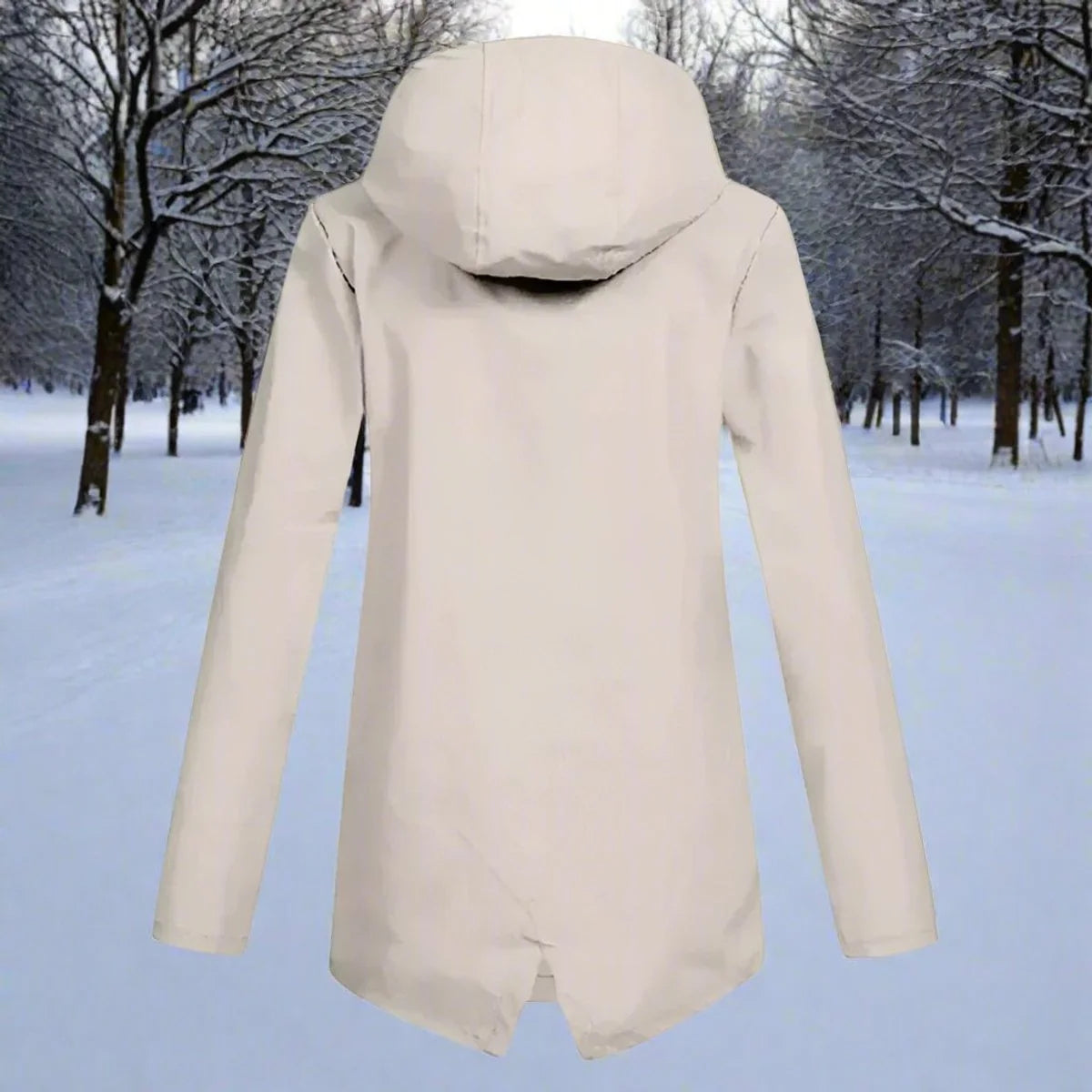 Orange Women's Waterproof Rain Coat — Amara Polyester Hooded Zip-Pocket - Back Full View