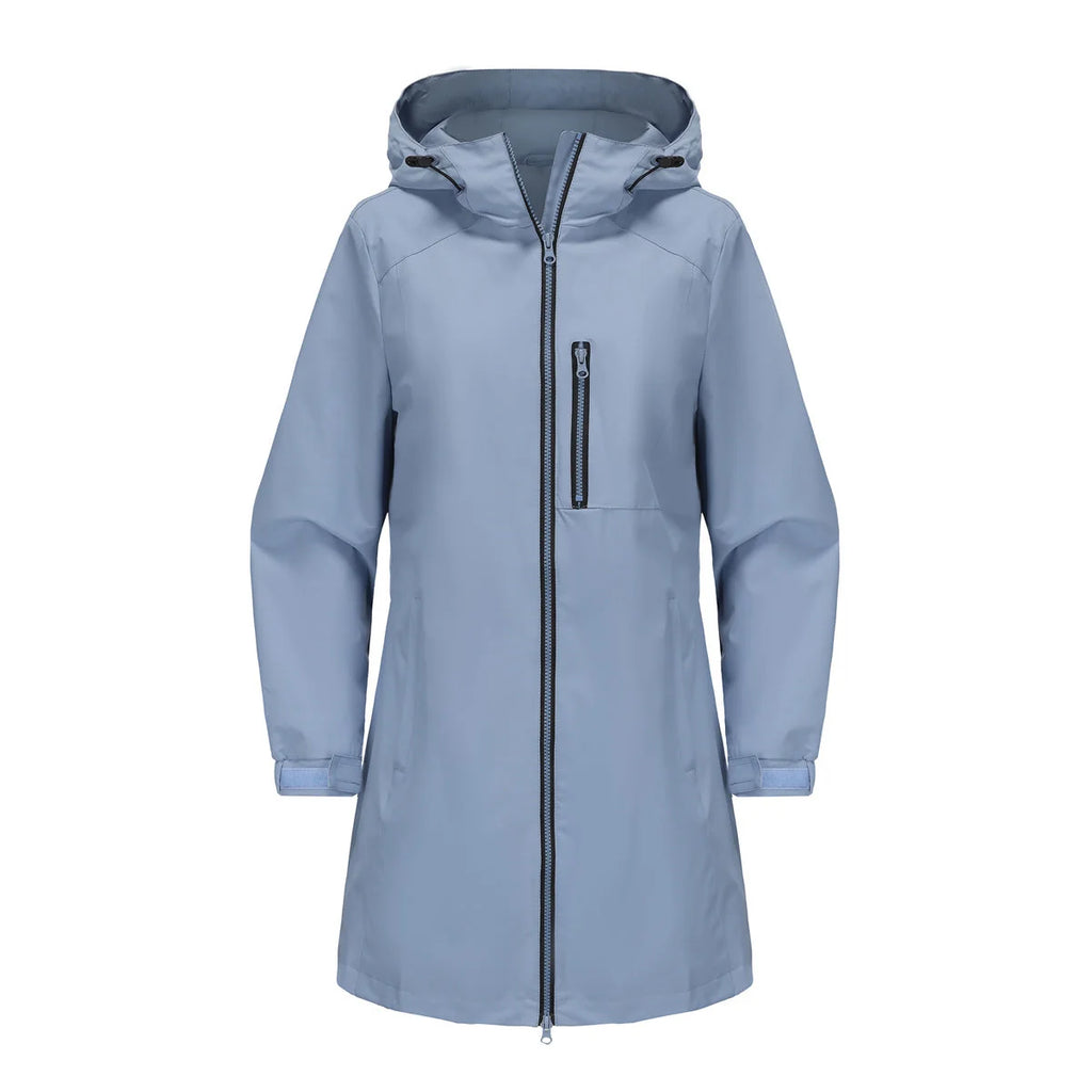 Blue Women's Waterproof Rain Jacket - Studio Lightblue Front