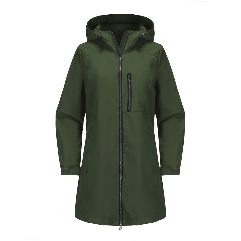 Women's Waterproof Rain Jacket - Studio Green Front