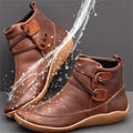 Women's Flat Ankle Boots — Carolina Leather Buckle Waterproof