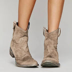 Brown Women's Western Cowboy Boots — Yara Cushioned Block Heel Pull-Tabs - Front Pose