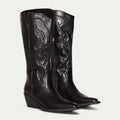 Women's Western Cowboy Boots — Halle Pointed-Toe Embroidered Block Heel