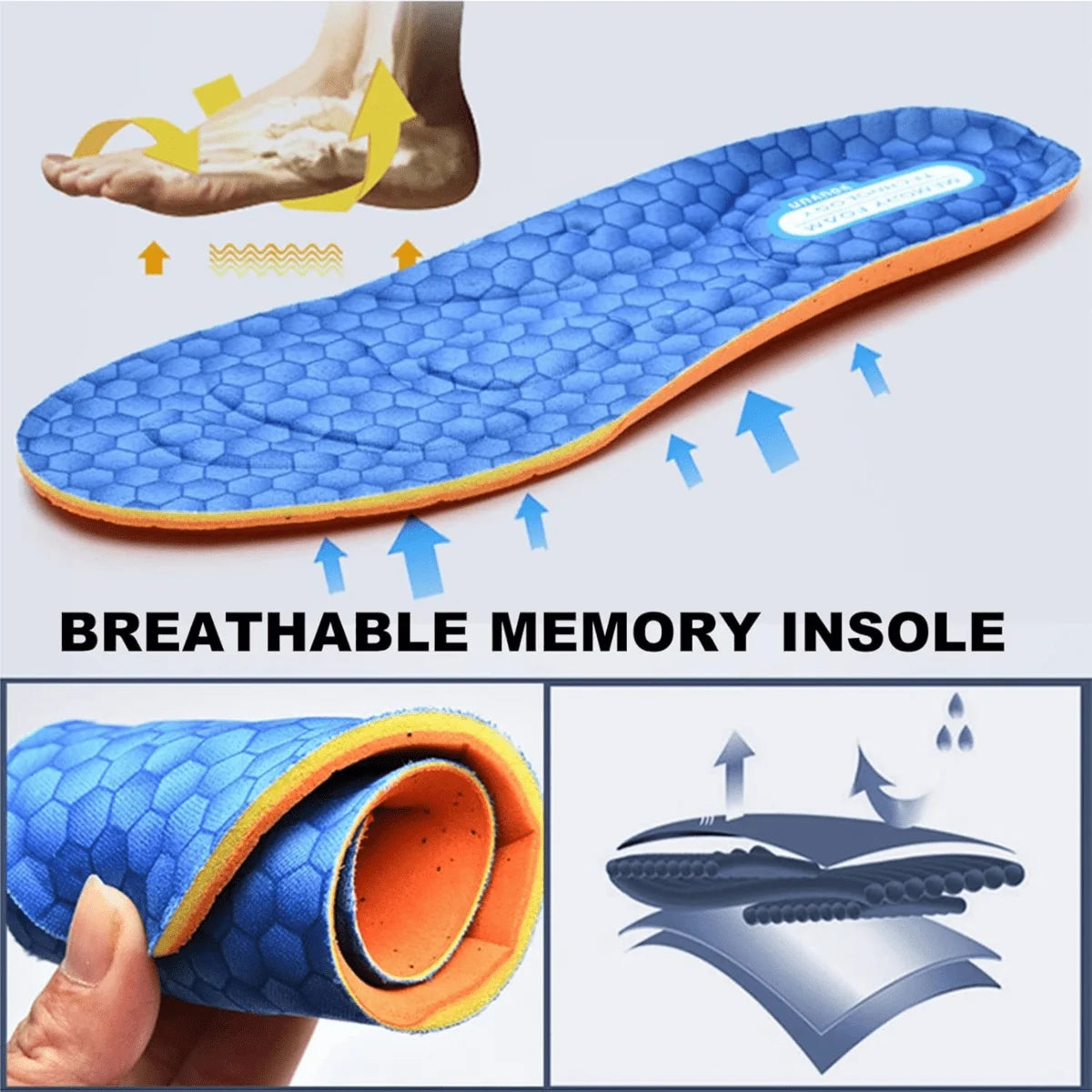 Blue Wide Fit Orthopedic Shoes — Janie Everyday Memory Foam Slip-On - Insole Detail