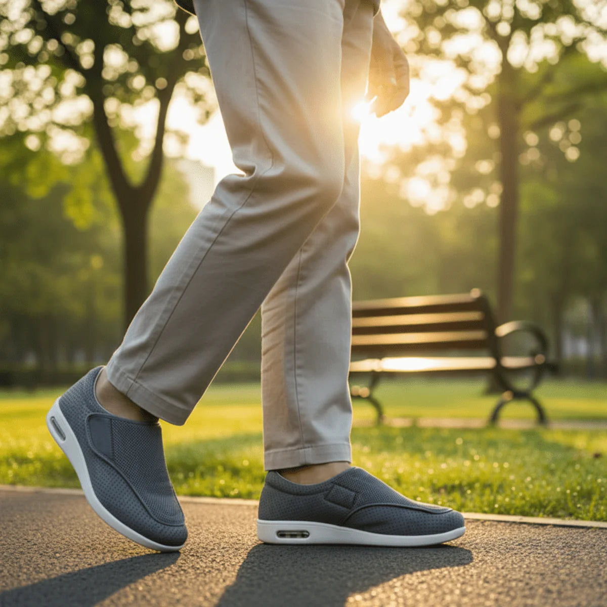 Blue Wide Fit Orthopedic Shoes — Janie Everyday Memory Foam Slip-On - Lifestyle Walking